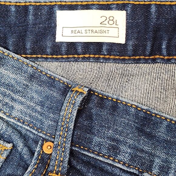 Gap 1969 Real Straight Jeans Size 28/6 Long Stretchy Mid Rise Distressed Ripped - Picture 5 of 8